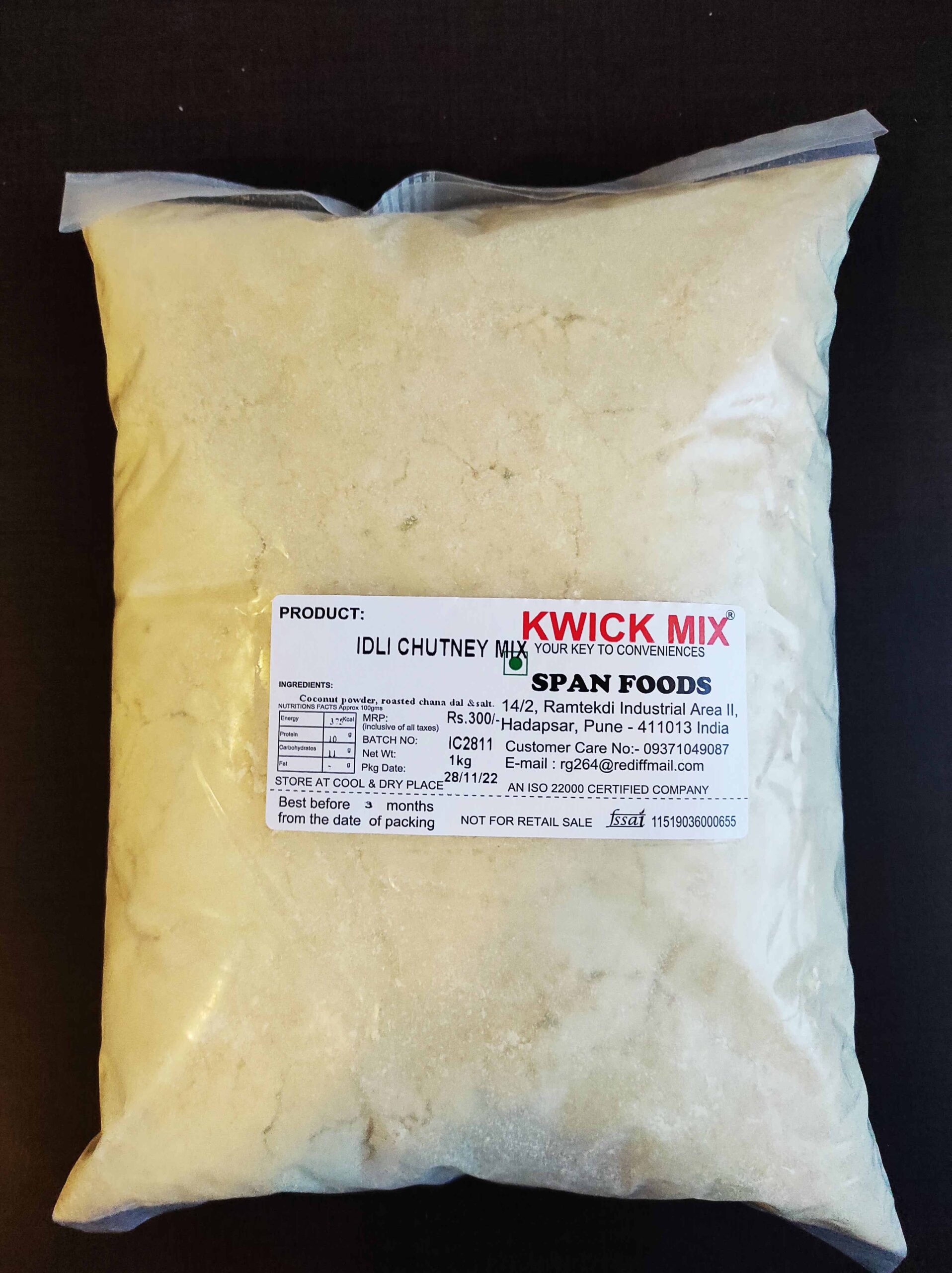 KWICK Idli Chutney Mix - 1Kg - Image 2